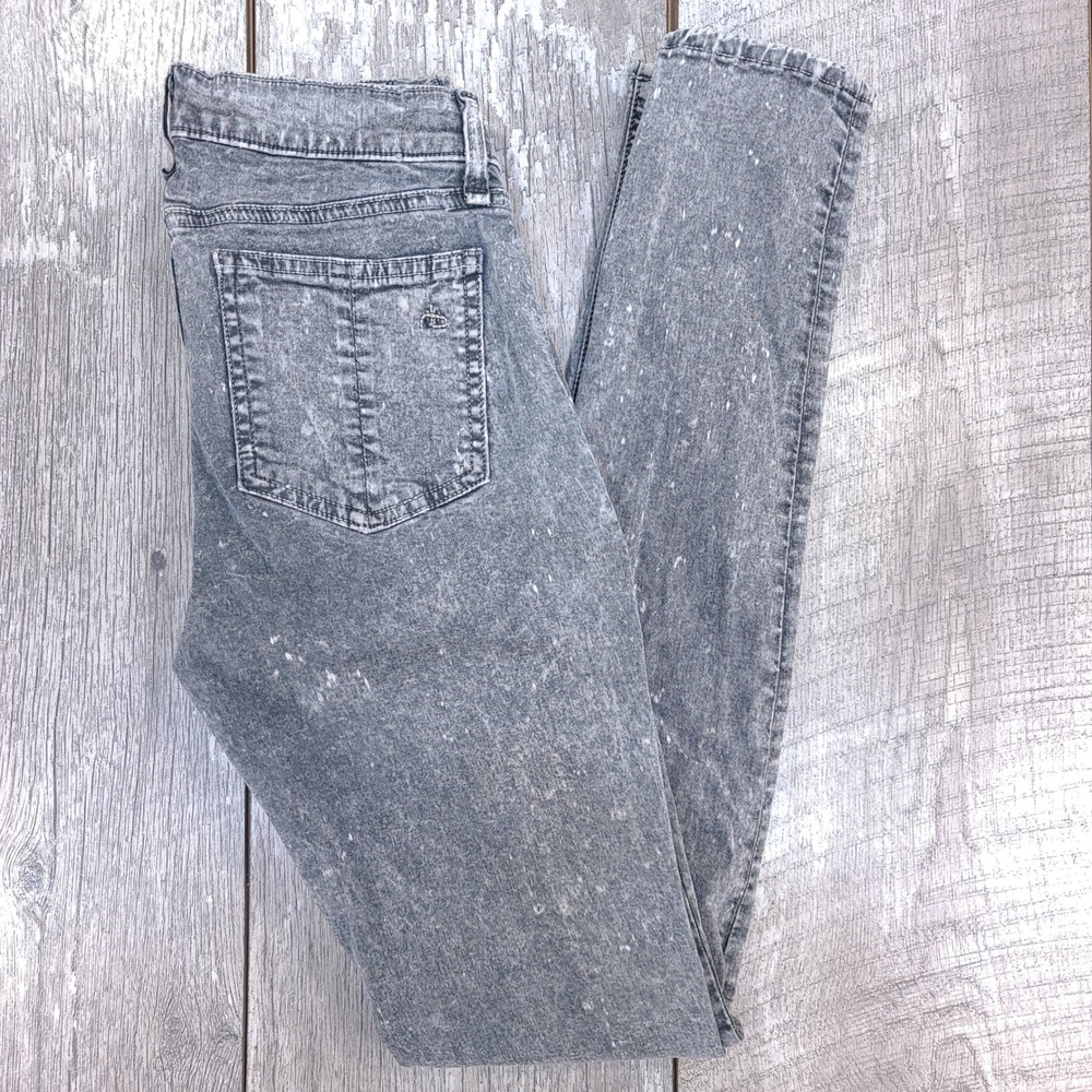Rag & Bone Legging Jeans Womens Size 24x29 Grey Acid Wash Paint Splatter